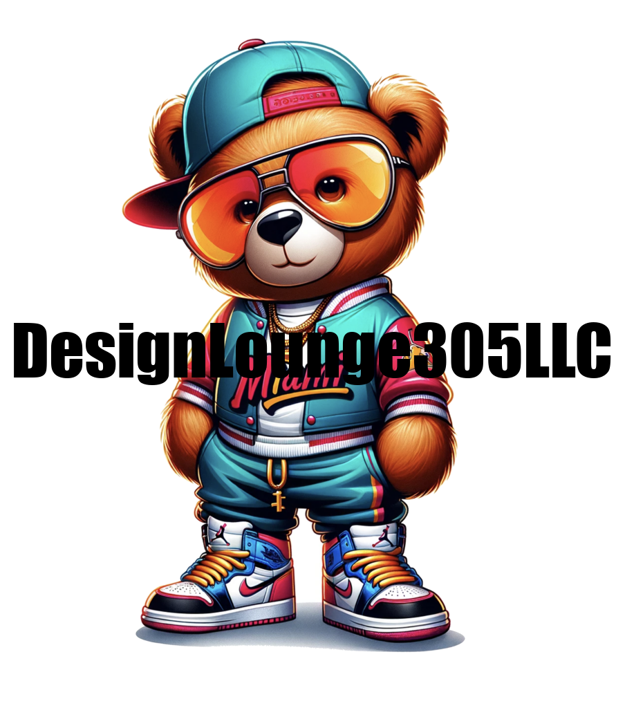 Miami Retro Bear (Ready to Press DTF Transfer)