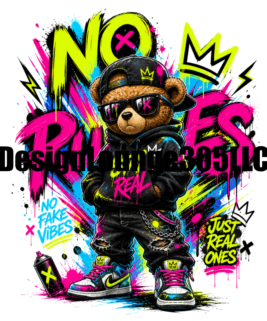 No Rules Bear (Ready to Press DTF Transfer)